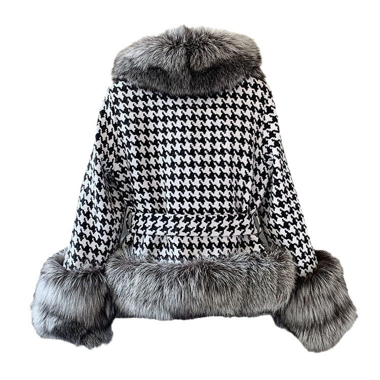 Women's Clothing Fur new young women's short style houndstooth collar sier fox fur_voghion.com