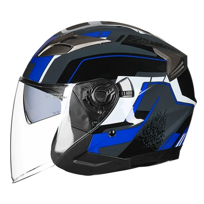 Motosiklet kaskı (dəbilqə), Men's Electric Car Double Lens - starlight-blue-m
