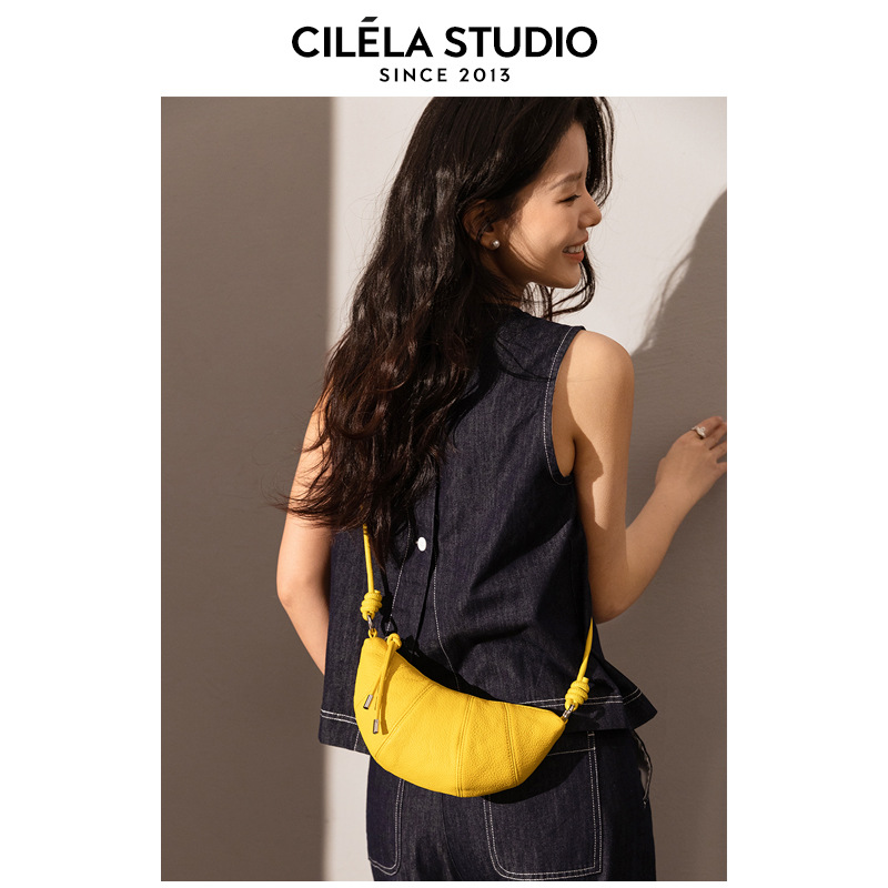 Niche Design Croissant Bag, Half-Moon Saddle Bag, Genuine Leather Shoulder & Crossbody Bag For Women, Summer Small Bag - Thumbnail 4