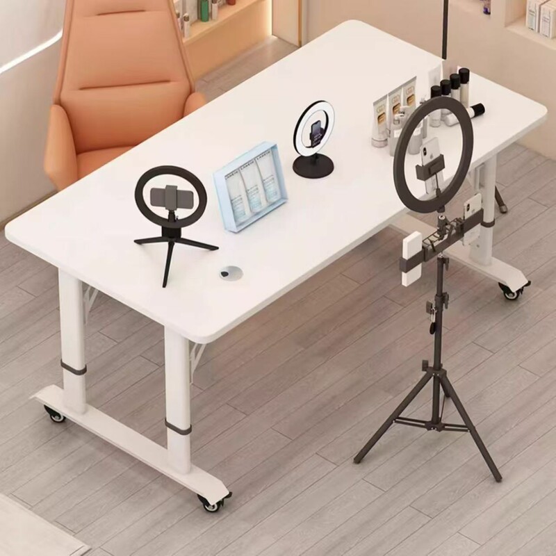 Live Streaming Desk for Hosts, Dual-Use Gaming Table, Influencer Product Display Stand, Movable and Height-Adjustable Work Computer Desk
