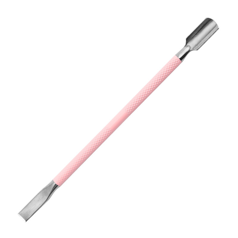 Uñas de acero inoxidable transfronterizas, empuje de acero para la piel muerta, empuje para quitar la armadura de doble cabezal, lima de uñas de titanio de color, herramienta para quitar la piel