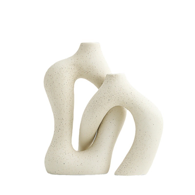 Cerámica arte florero traje combinación alto sentido salón TV gabinete hogar suave decoración del hogar blanco