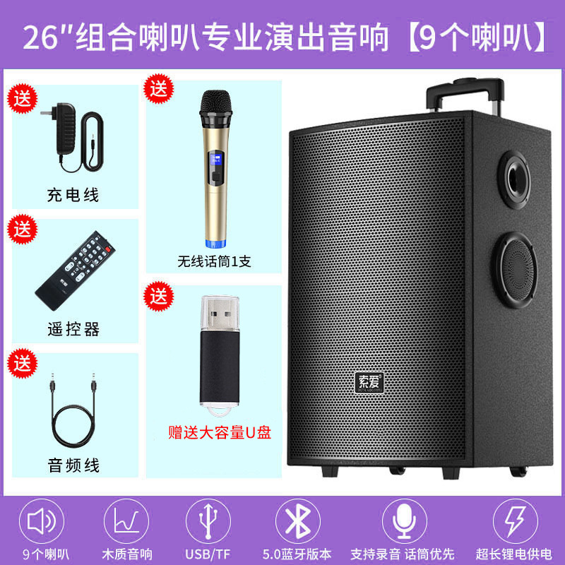 索爱音箱户外音响k歌蓝牙大音量拉杆移动演出广场舞音响一体机|undefined