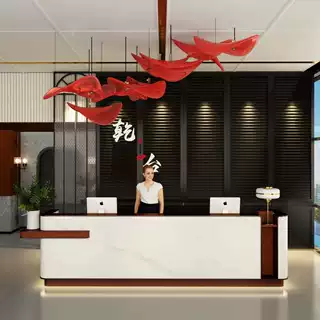 大理石收银台售楼部前台公司酒店会所吧台商铺收银台不锈钢烤漆