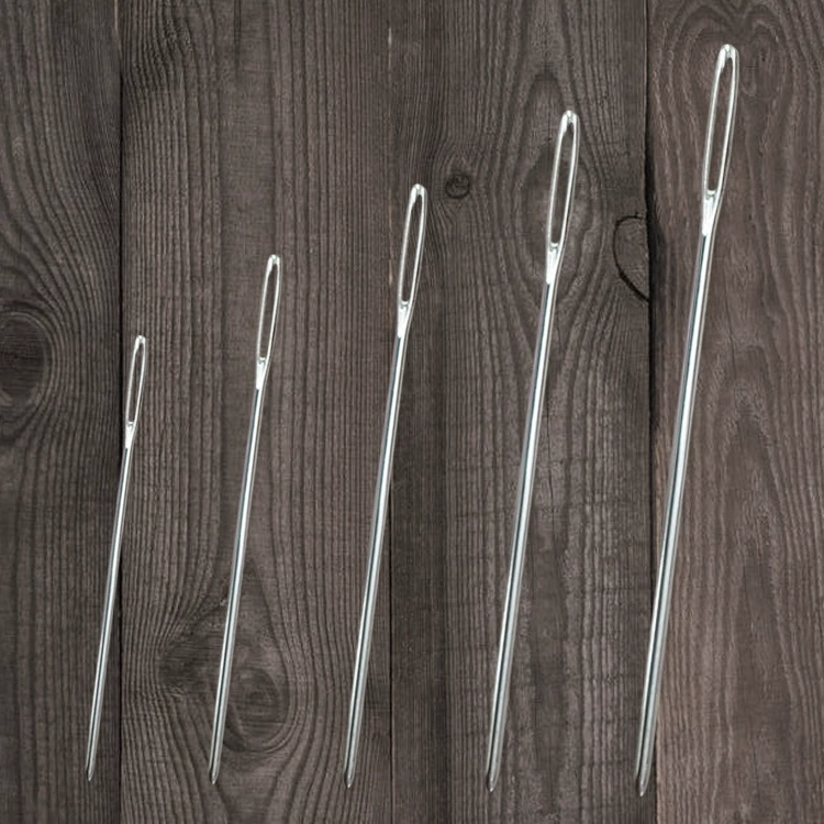 Заводская прямая стальная игла кожаный руль шерстяная лента вышивка круглая игла золотой хвост Толстая тупая игла с ушком