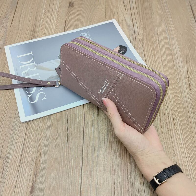 2025 New Women's Wallet Long Clutch Bag Factory Direct Supply Fashionable Double-Layer Zipper Large Capacity Multi-Card Slot