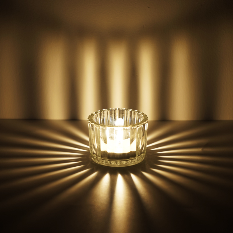 Tea Candle Glass Cup Light and Shadow Romantic Candlelight Dinner Props Aromatherapy Candle Holder Small Candle Cup Holiday Atmosphere Arrangement