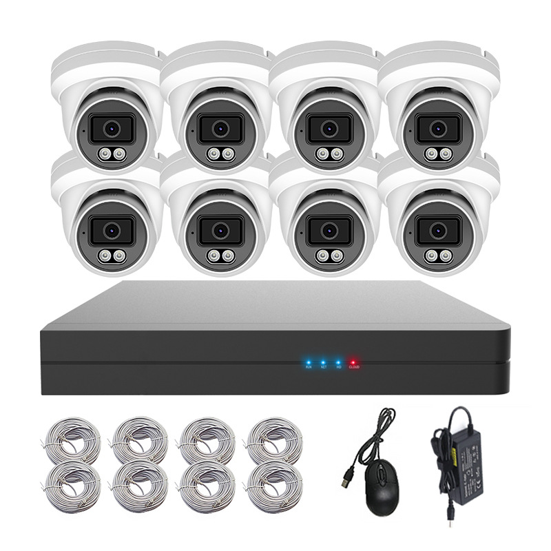 4K POE surveillance camera with 8-channel NVR, bullet and dome