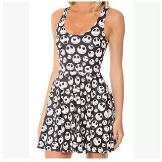 外贸欧美星空数码印花批发表情百褶连衣裙显瘦吊带气质欧美时尚