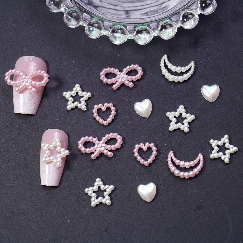 Hollow Pearl Five-Pointed Star Moon Bow Nail Art Jewelry Resin Diamond Mobile Phone Case DIY Wearable Nail Accessories Hollow Pearl Five-Pointed Star Moon Bow Nail Art Jewelry Resin Diamond Mobile Phone Case DIY Wearable Nail Accessories