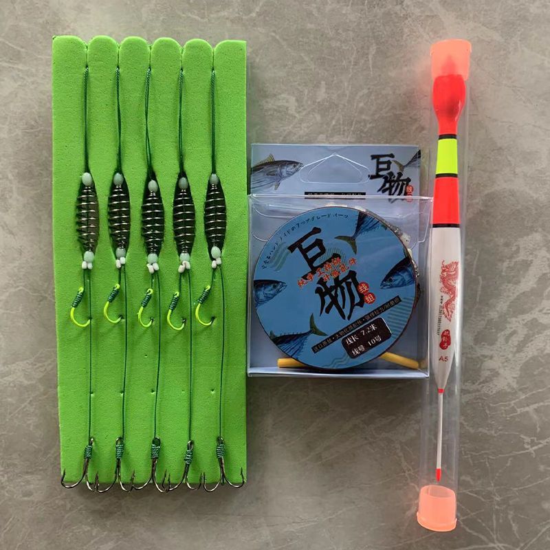 Nuevo conjunto de línea de pesca flotante de palo de mano con gancho de cabeza gorda resorte de doble gancho especial