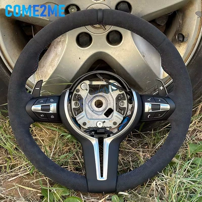 Suitable for BMW F series chassis 3 series 5 series full suede leather painted black button frame steering wheel assembly