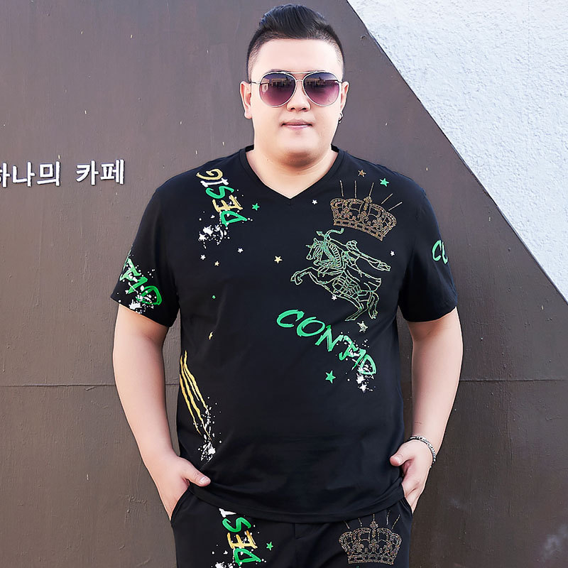 Light Luxury Men's Summer Clothes Plus Large Size Short-sleeved T-shirt Fat Man Half-sleeved T-shirt Fat Man Fashionable Base Shirt XXXXXL