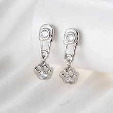 亨森新款少女爱心锆石回形针猫爪吊坠软骨耳钉高级感穿刺耳饰