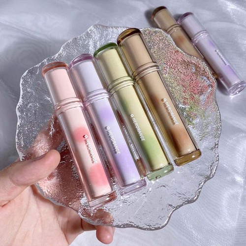 HERORANGE~ Ice Tea Fruit-Flavored Mirror Lip Lacquer, Long-Lasting, Non-Fading, Transparent Film, Round Glass Lip Color for Women