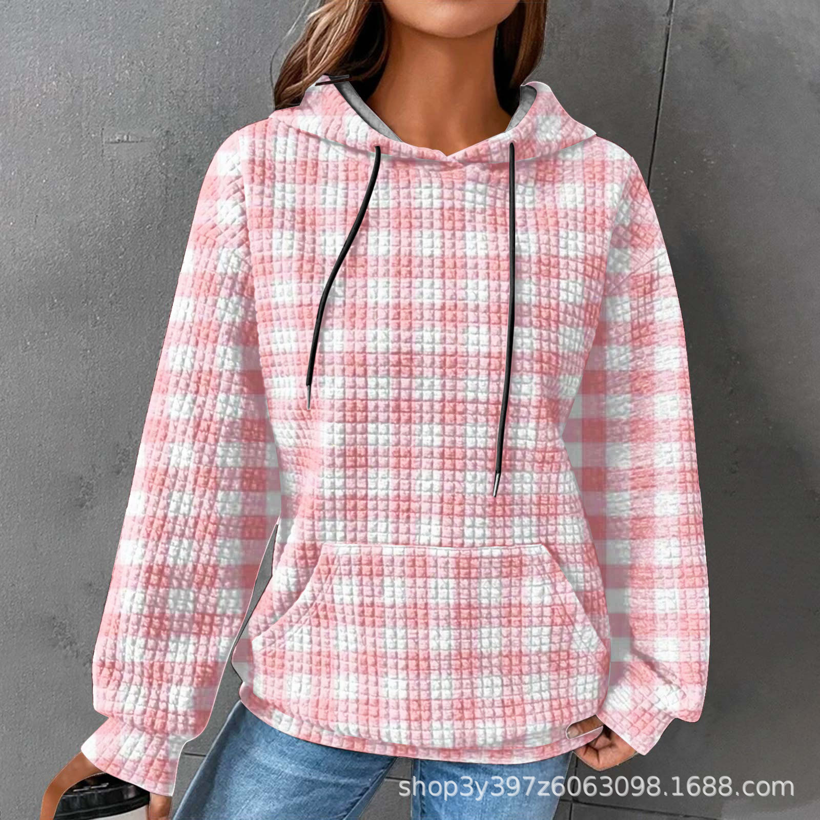 Comercio exterior transfronterizo 2023 estación independiente nuevo rugby impreso superior de las mujeres suéter con capucha waffle suéter