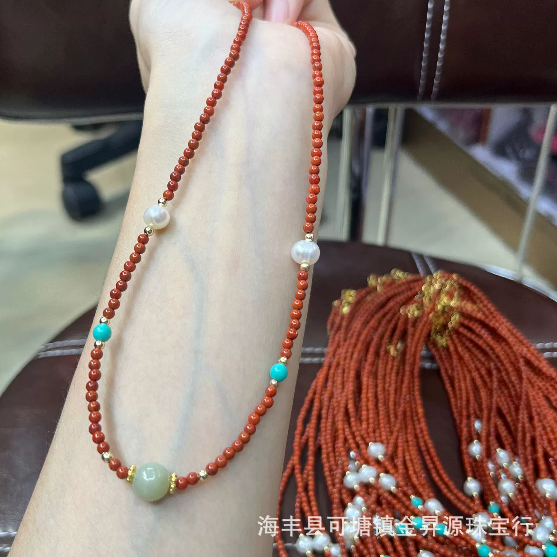 Оригинальный дизайн Natural Baishan South Red Onyx Ожерелье