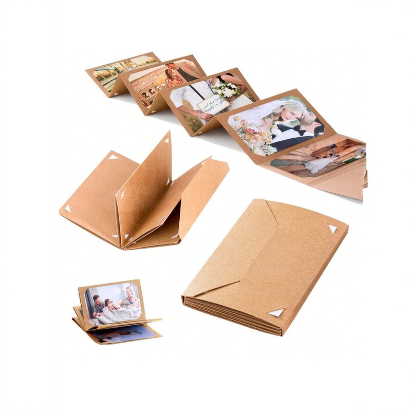 Small card photo postcard storage book folding diy handmade packaging folding insert blank photo album ins style retro