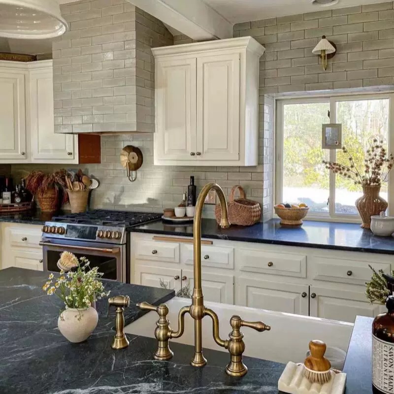 Cross-Border Bridge-Style Bathroom Under-Counter Basin Three-Hole Hot and Cold Faucet Brushed Gold Double-Handle with Spray Gun American-Style Faucet Kitchen Cross-Border Bridge-Style Bathroom Under-Counter Basin Three-Hole Hot and Cold Faucet Brushed Gold Double-Handle with Spray Gun American-Style Faucet Kitchen