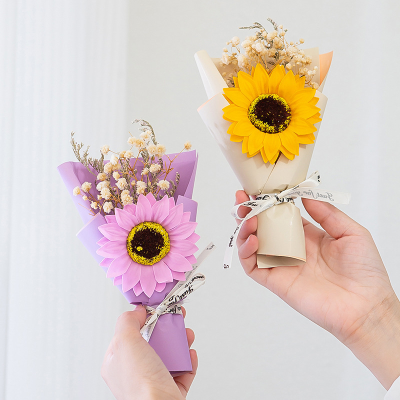 ミニ花束ひまわりギフトプリザーブドフラワー祝祭用ひまわりギフトボックス卒業シーズン|undefined
