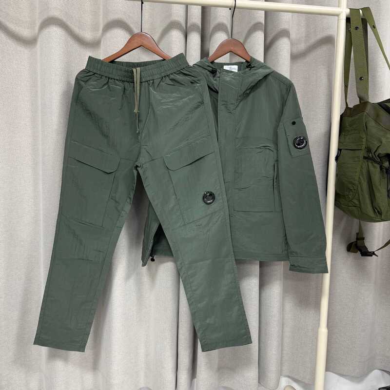Cross-Border American-Style Cp Set Trendy Brand Windbreaker Pocket Lens Woven Metal Nylon Jacket Unisex Casual Pants