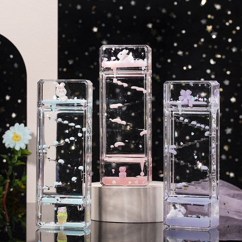 Rectangular cartoon necklace rabbit oil drop hourglass office desk decoration ornaments student birthday gift children's toys