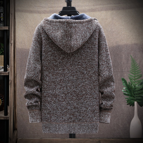 2025 New Men's Hooded Knit Short-Sleeve Sweater for Young Men, Casual Dad Style Open Jacket