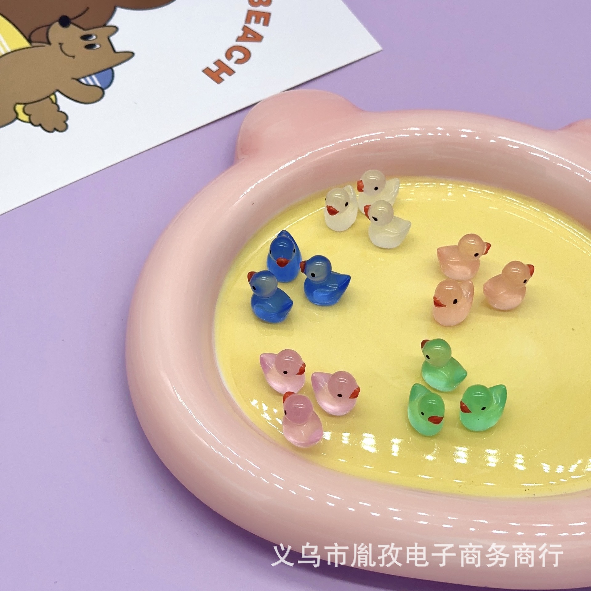 Nocturno diy accesorios de resina accesorios de micro paisaje decoración miniatura colorido pato musgo paisaje