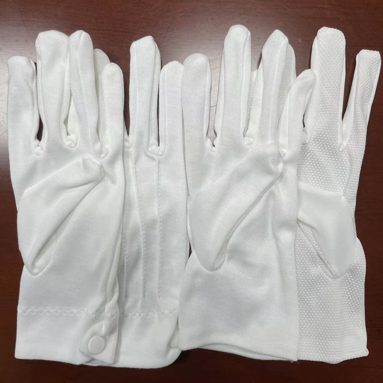 厂家直销外贸出口全涤纶三筋白色礼仪作业手套接待文玩表演手套