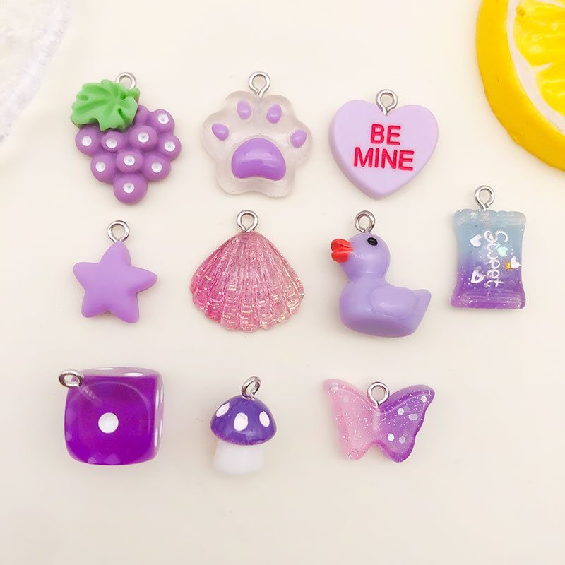 Smooth Embellishment 1 Piece Resin Star Heart Shape Grape Pendant
