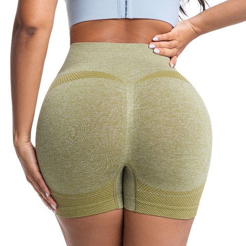 Peach-colored High-Waisted Tummy-Control Breathable Tight Fitness Shorts for Women—Anti-Exposure Yoga Pants for a Beautiful, Shapely Butt