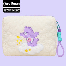 正品卡通爱心熊carebears彩虹熊刺绣手拎包化妆包大容量收纳笔袋