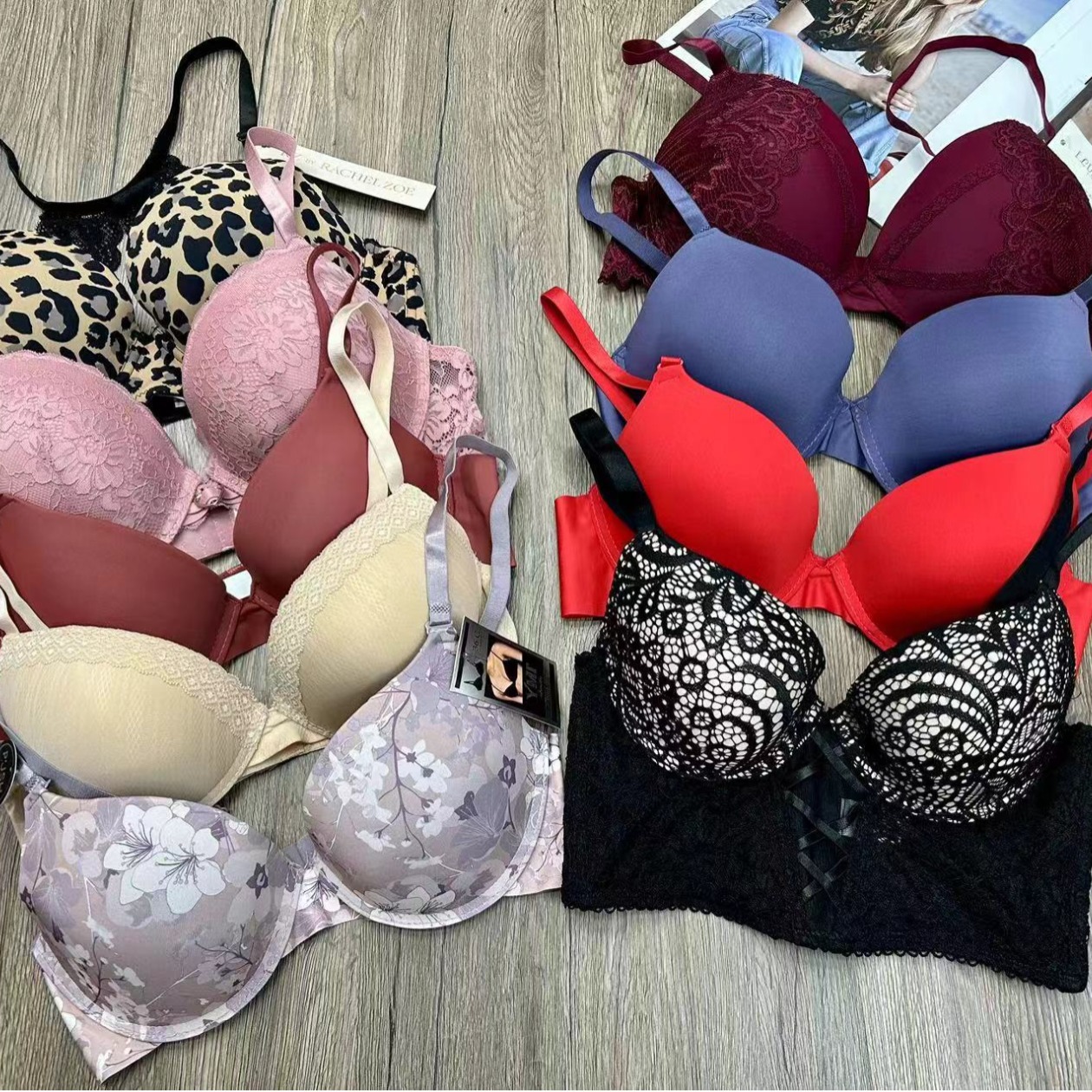 Mixto de marcas europeas y estadounidenses del sudeste asiático, ropa interior de damas con anillo de acero, encaje liso, sujetadores mixtos lotes