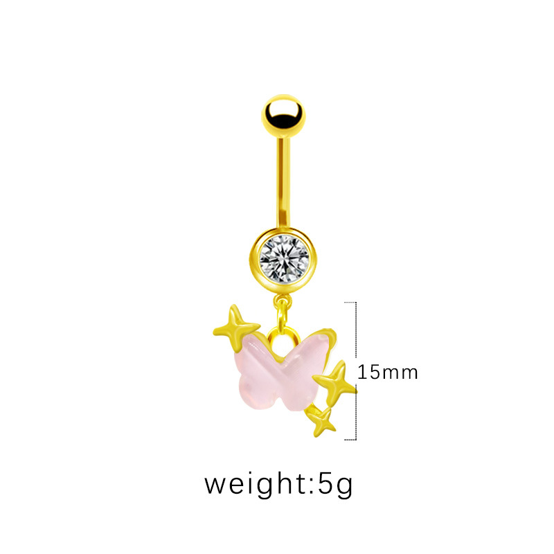 Schmetterling Blume Bauchnabelpiercing Trendiger Navelschmuck_voghion.com