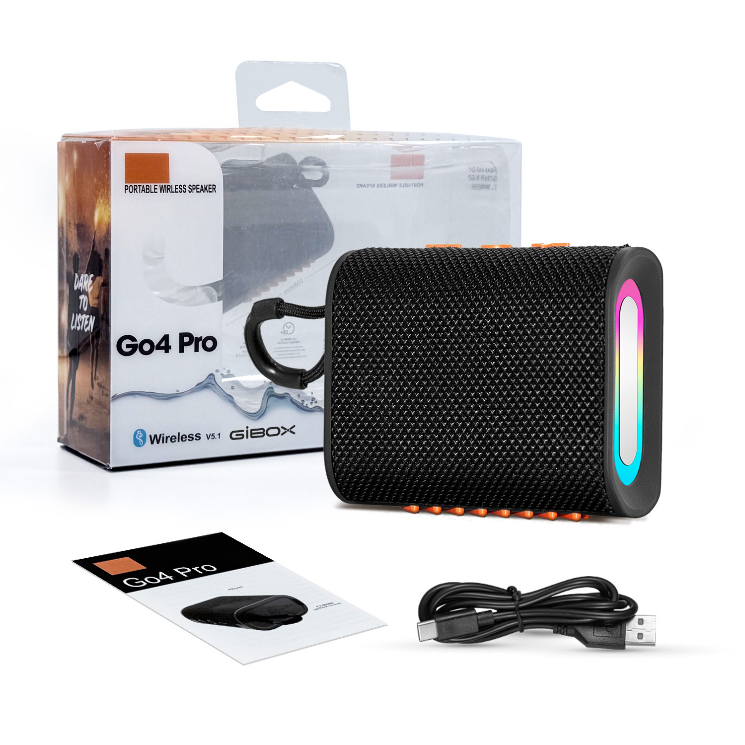 GO4 PRO nuevo altavoz Bluetooth para exteriores estilo explosivo bolso inalámbrico transfronterizo portátil portátil RGB pequeño altavoz