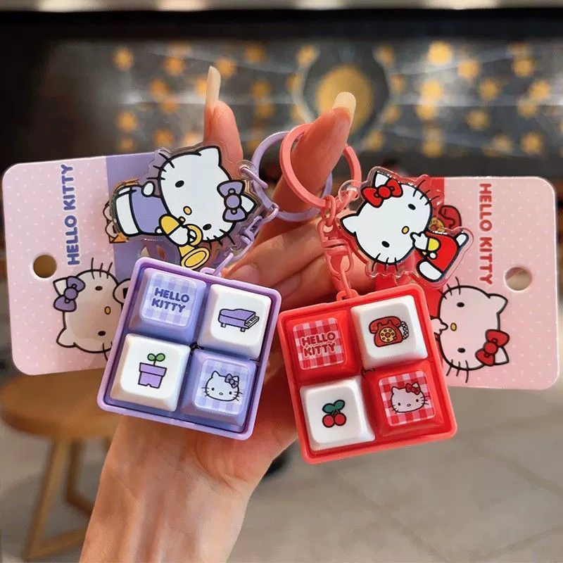 Котик Kitty KT в стиле Little Red Book, ключодержатель с кнопкой-звуком HolleKitty в виде четырехугольной сетки, забавный аксессуар для снятия стресса и релаксации