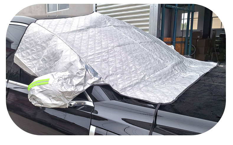 Thickened three-piece five-magnet half-cover car snow shield, car snow and frost protection front windshield cover