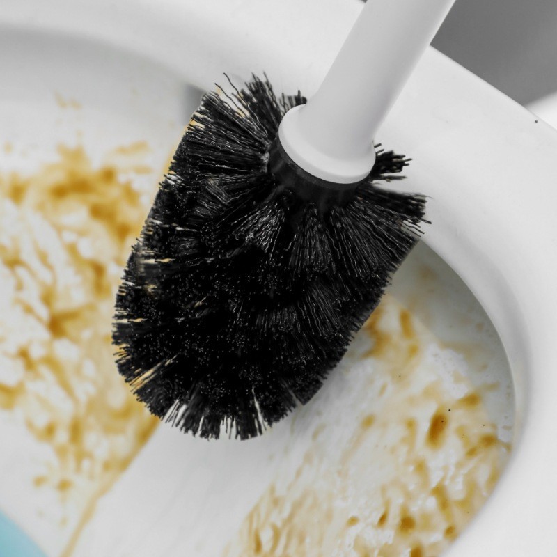 新型植毛トイレブラシ 家庭用 ベース付きトイレ掃除ブラシセット 浴室用長柄プラスチックブラシ