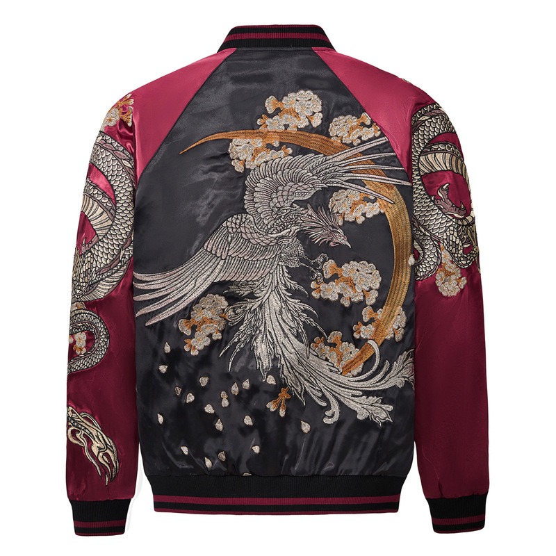 Oriental Mythical Beast Shanhaijing Suzaku Heavy Embroidery Jacket Baseball Uniform Satin Yokohama Trendy Brand Oriental Mythical Beast Shanhaijing Suzaku Heavy Embroidery Jacket Baseball Uniform Satin Yokohama Trendy Brand