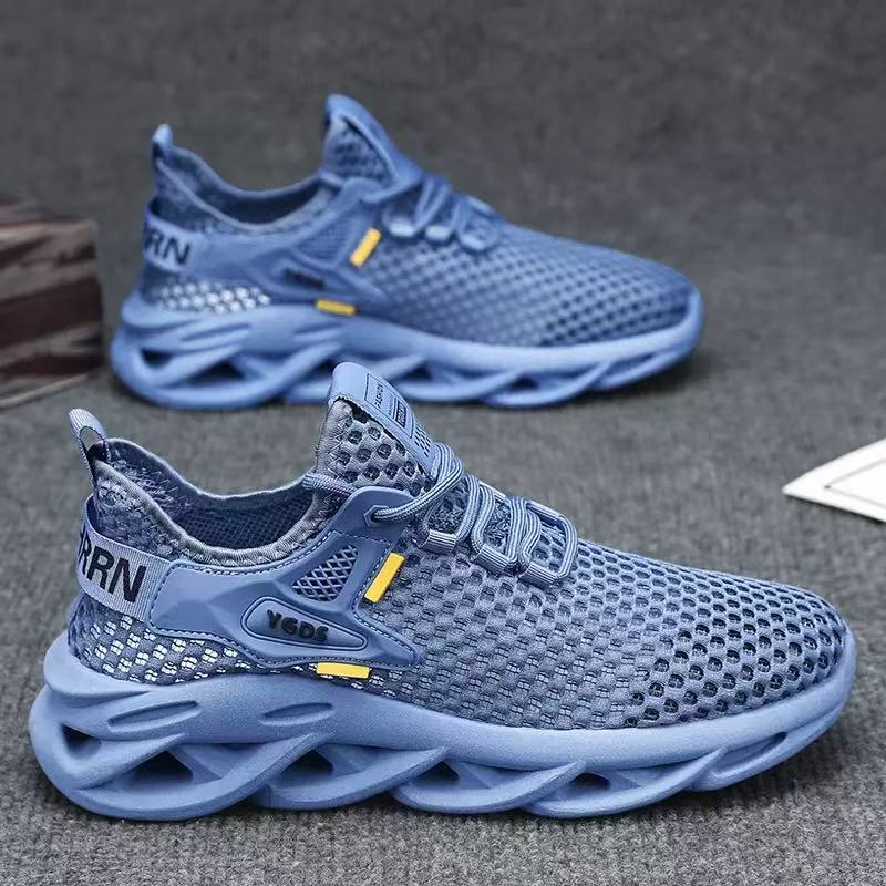Zapatos de verano para hombres nuevos zapatos de malla hueca transpirables zapatos deportivos para hombres tendencia de suela gruesa de todo fósforo zapatos de tejido volador casuales hombres