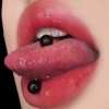 Black acrylic tongue piercing