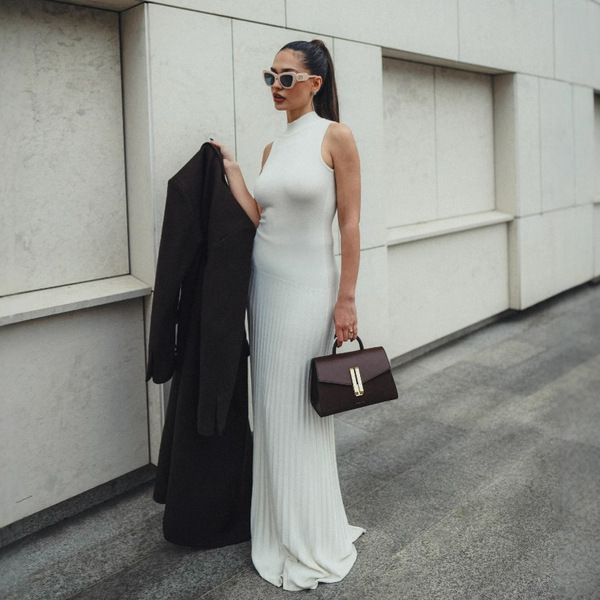 knitted solid color long skirt sleevless