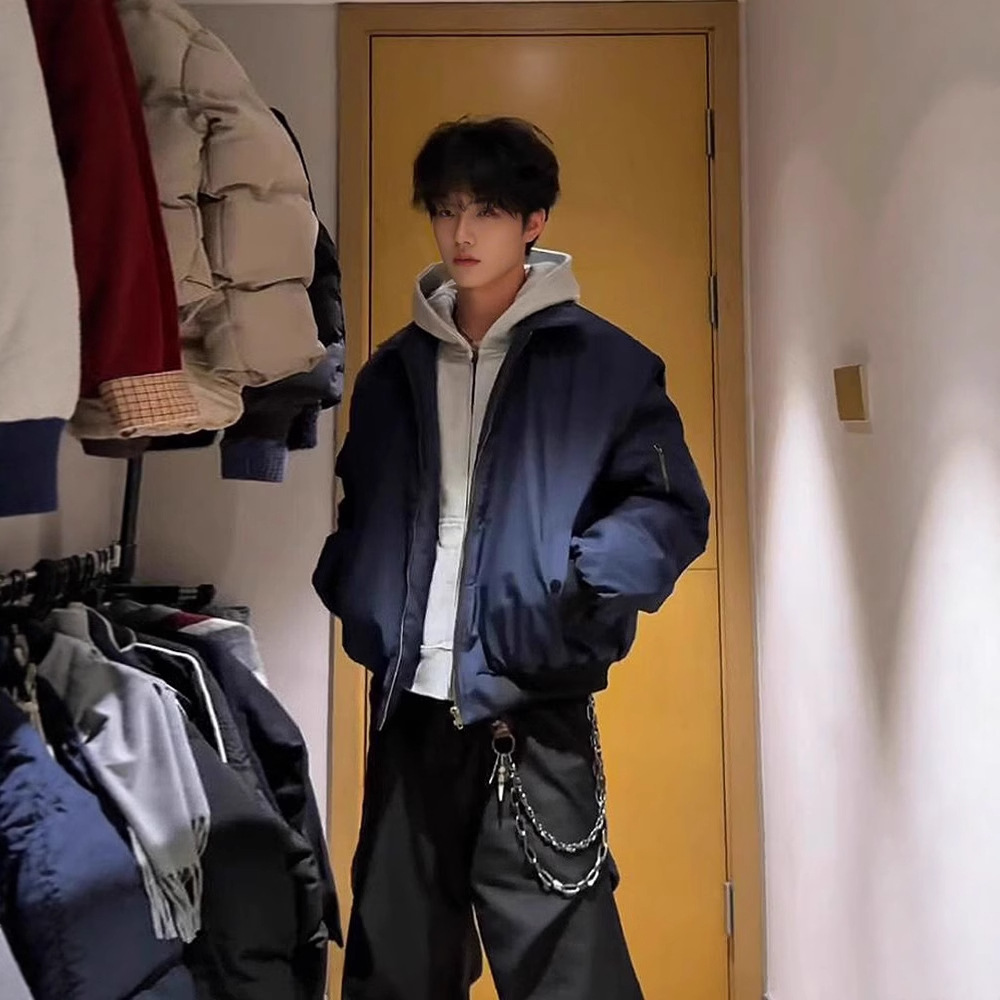 行星世界美式cleanfit外套男夏季薄款翻领短款藏青色飞行员夹克服