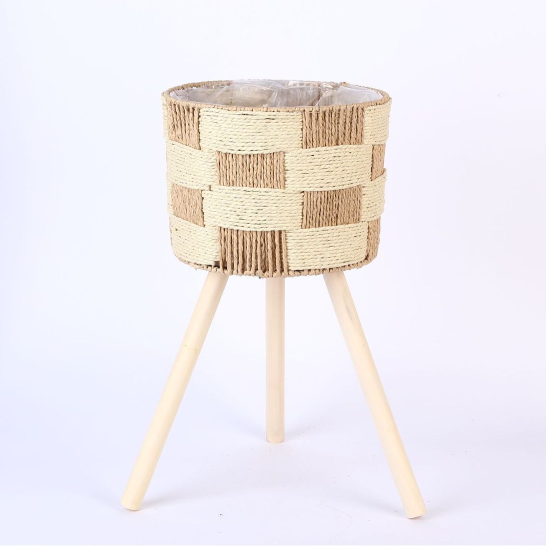 Estante para Macetas de Ratán Hecho a Mano, Ratán y Bambú, Hecho a Mano, para Sala de Estar y Balcón