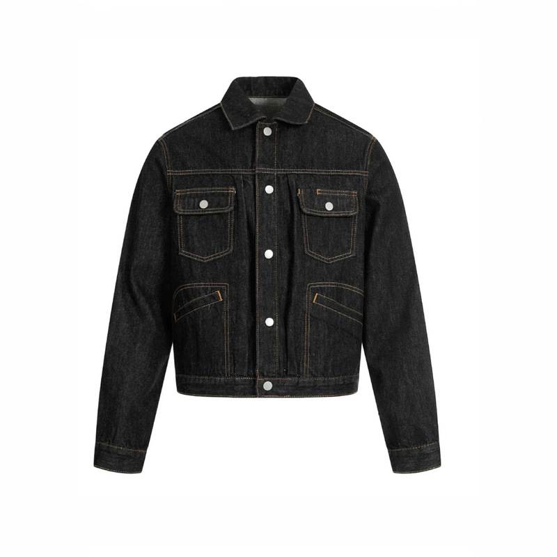 Men's autumn vintage loose-fitting short wide-cut denim jacket, American retro street style high street personalized top Men's autumn vintage loose-fitting short wide-cut denim jacket, American retro street style high street personalized top