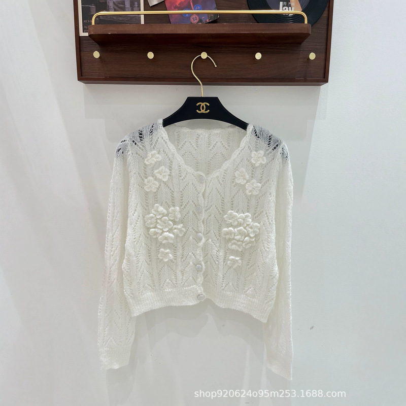 26 Spring/Summer New White Floral Lace Knit Cardigan