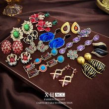 中古vintage耳环 宫廷风轻奢气质耳钉法式复古夸张高级感耳饰批发