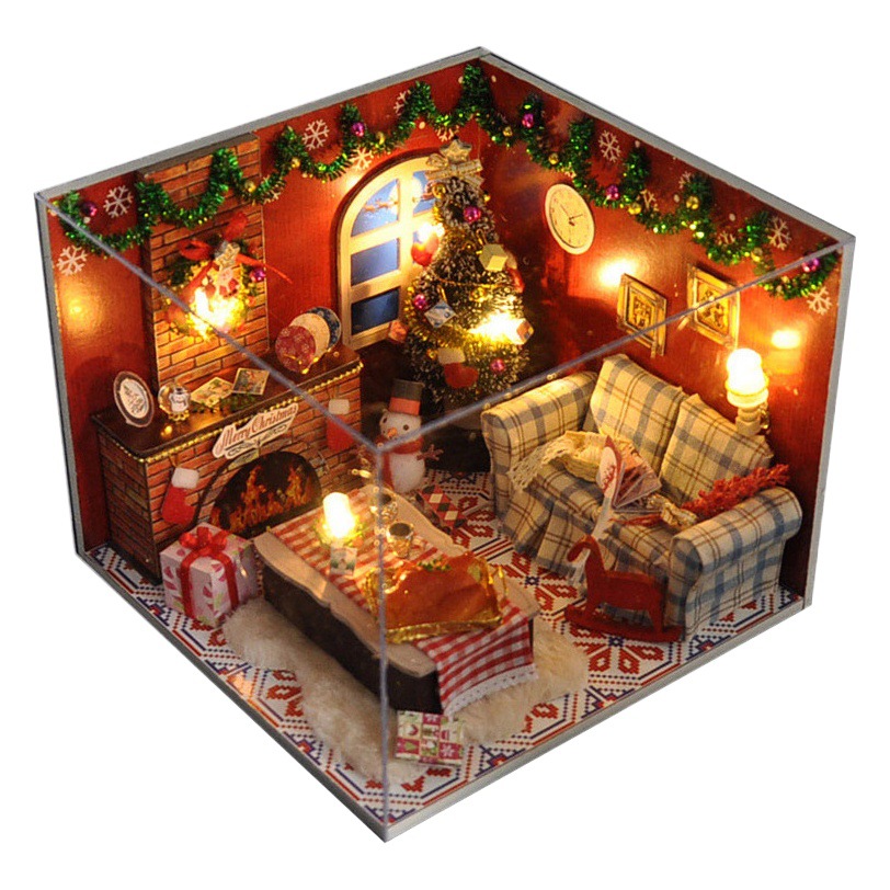 Cross-border DIY casa de campo al por mayor modelo hecho a mano creativo regalo de Navidad DIY juguete rompecabezas tridimensional