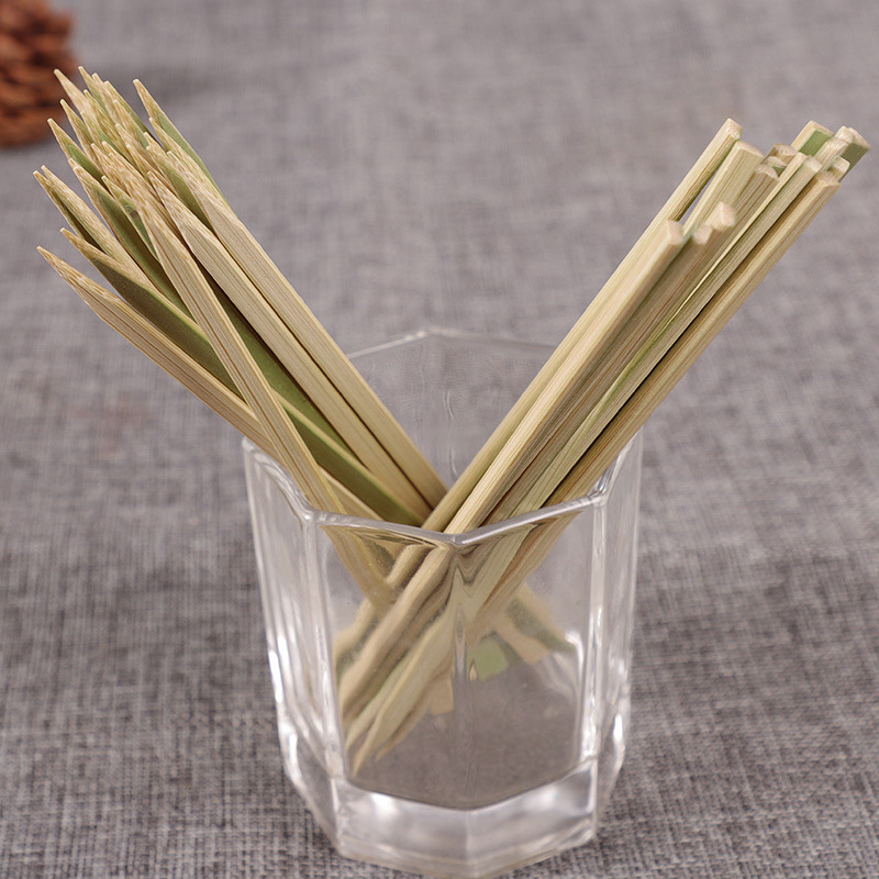 Escarcha verde pinchos de bambú plana pinchos de cordero palo plano desechable palo de barbacoa palo de bambú plana