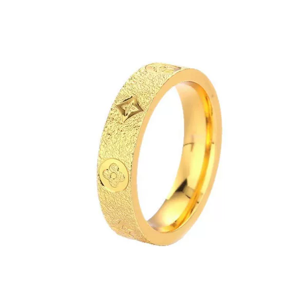 Gold Store-Style Imitation Gold Hammer-Patterned Starry Sky Four-Leaf Clover Ring, Versatile Niche Design, Closed Ring for Women, Niche High-End Feel